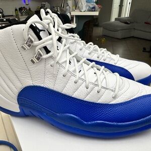 Nike Men's White and Royal Blue High-Top Sneakers